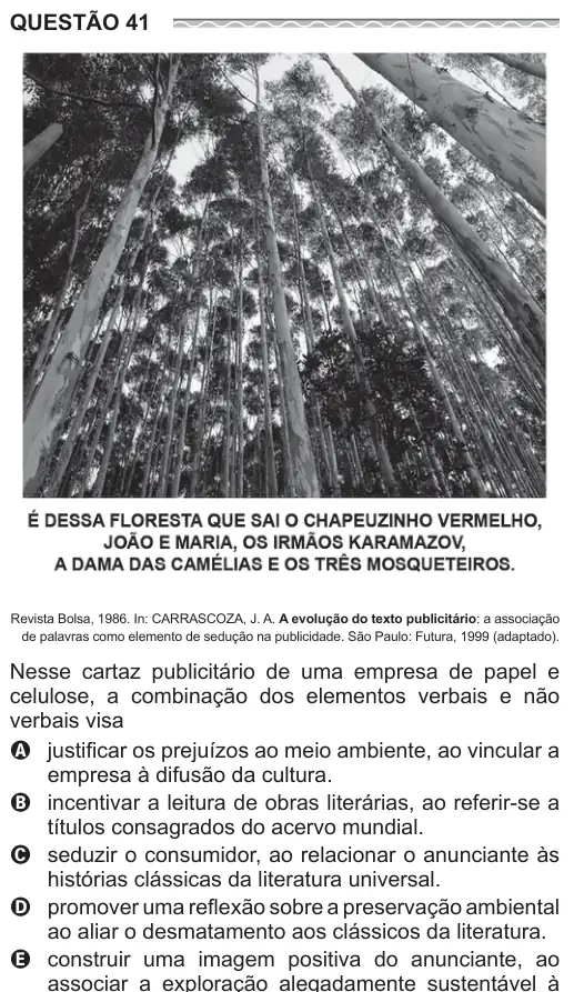 Imagem da questão 41 do ENEM 2017