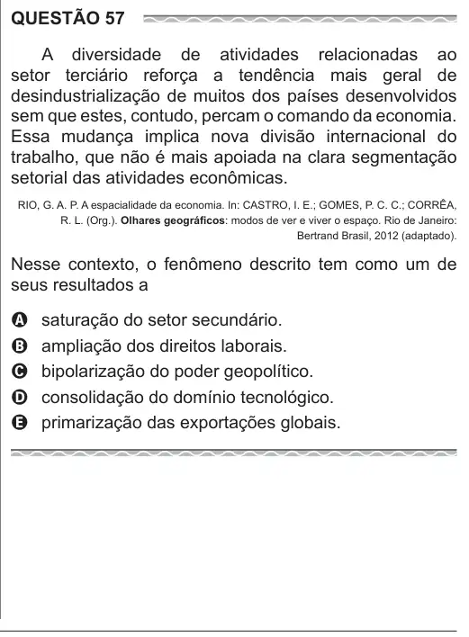Imagem da questão 57 do ENEM 2017