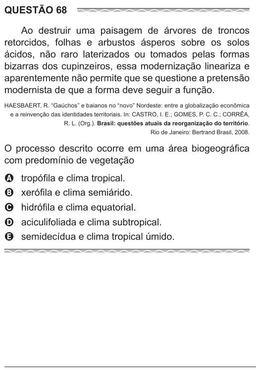 Imagem da questão 68 do ENEM 2017