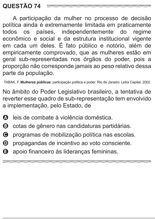 Imagem da questão 74 do ENEM 2017