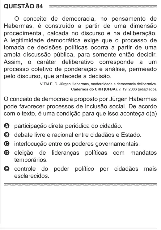 Imagem da questão 84 do ENEM 2017