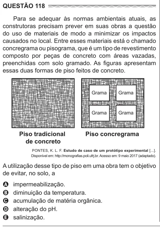 Imagem da questão 118 do ENEM 2017