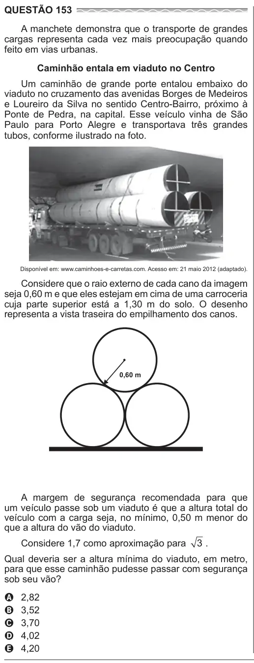 Imagem da questão 153 do ENEM 2017