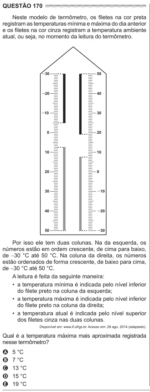 Imagem da questão 170 do ENEM 2017