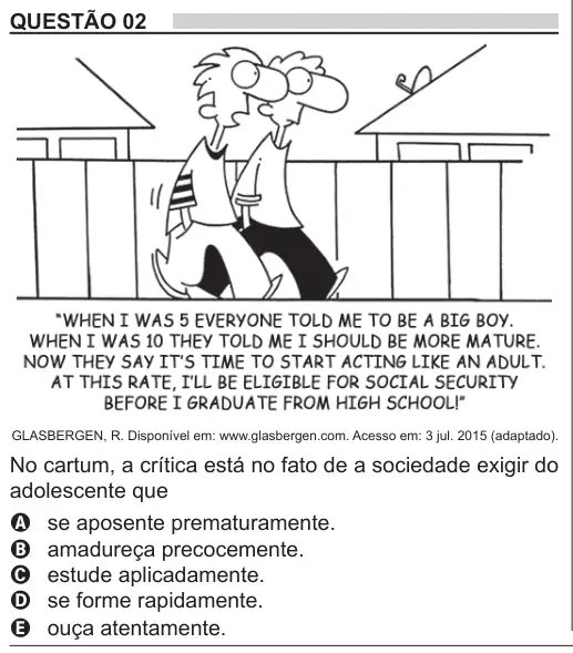 Imagem da questão 2 (inglês) do ENEM 2018