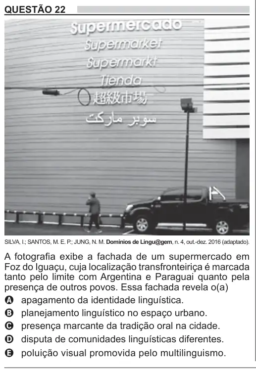 Imagem da questão 22 do ENEM 2018