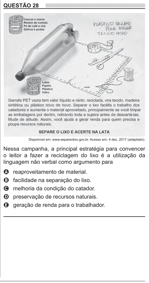 Imagem da questão 28 do ENEM 2018