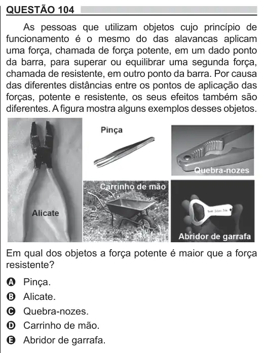 Imagem da questão 104 do ENEM 2018
