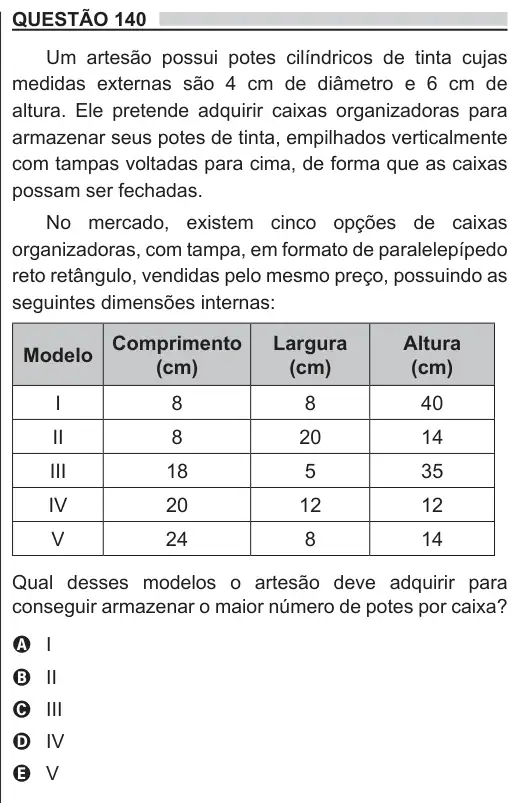 Imagem da questão 140 do ENEM 2018