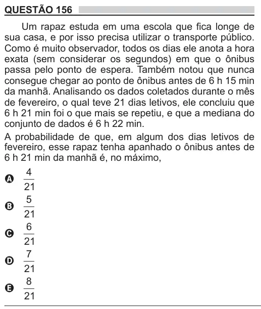 Imagem da questão 156 do ENEM 2018