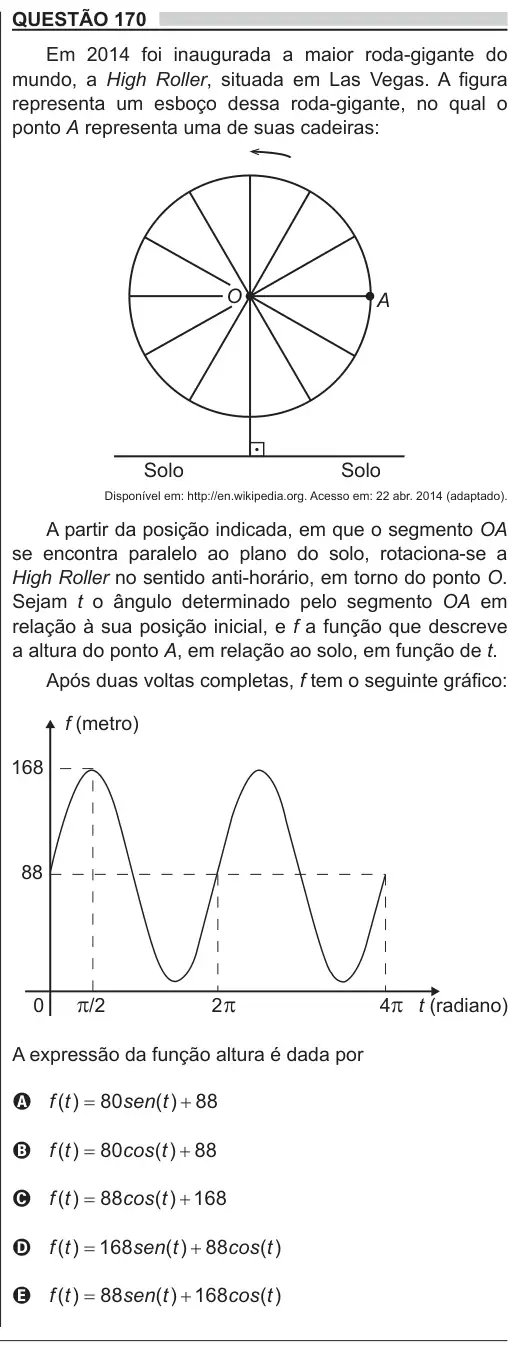 Imagem da questão 170 do ENEM 2018