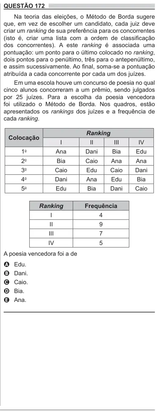 Imagem da questão 172 do ENEM 2018