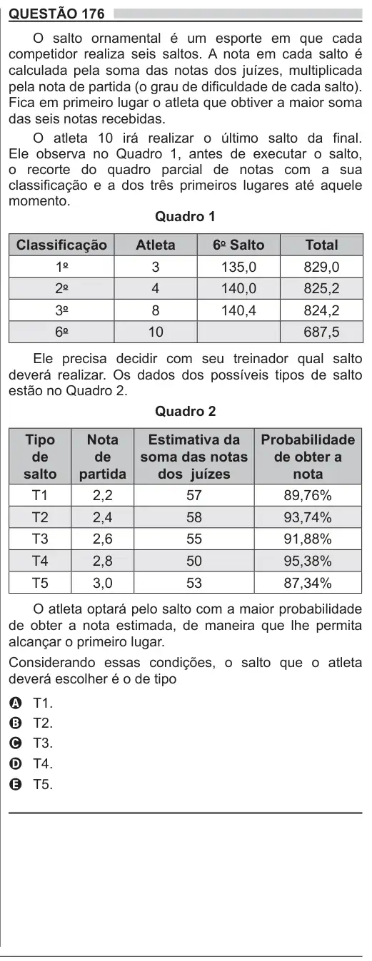 Imagem da questão 176 do ENEM 2018