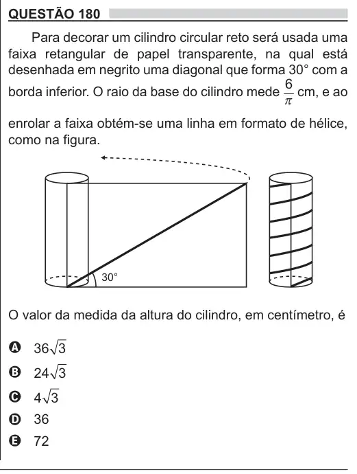 Imagem da questão 180 do ENEM 2018