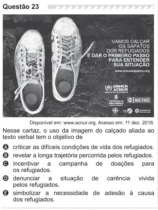 Imagem da questão 23 do ENEM 2019