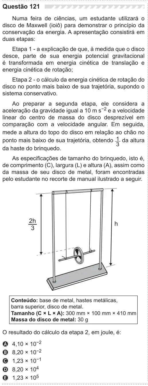 Imagem da questão 121 do ENEM 2019