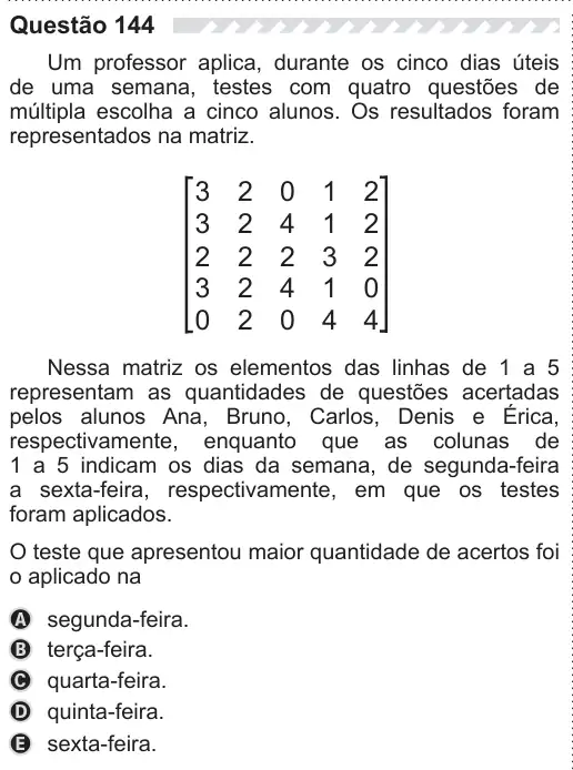 Imagem da questão 144 do ENEM 2019