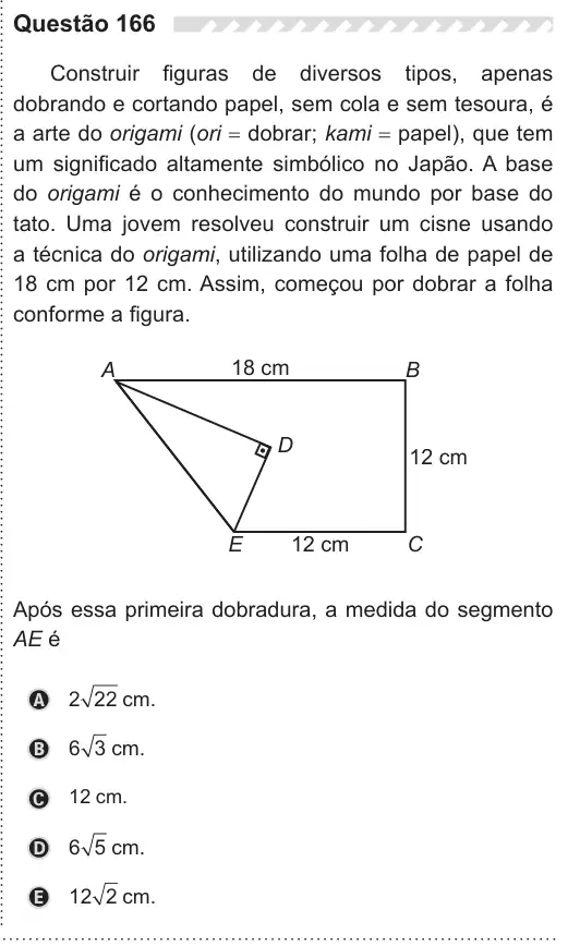 Imagem da questão 166 do ENEM 2019