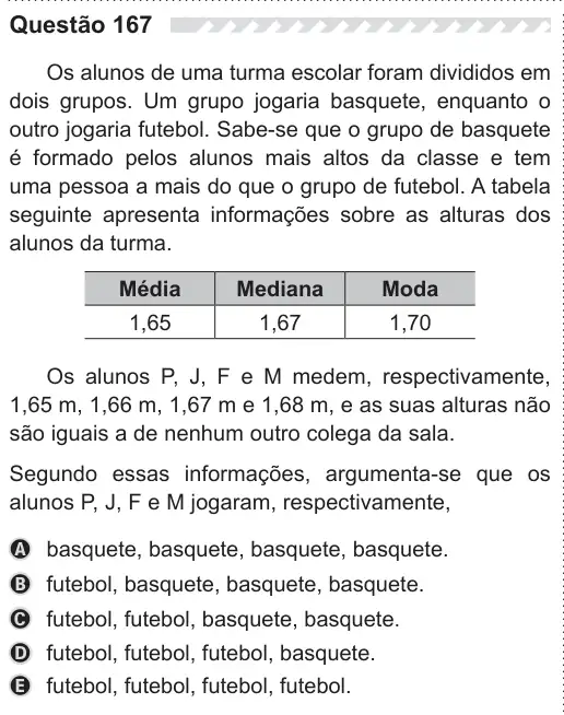 Imagem da questão 167 do ENEM 2019