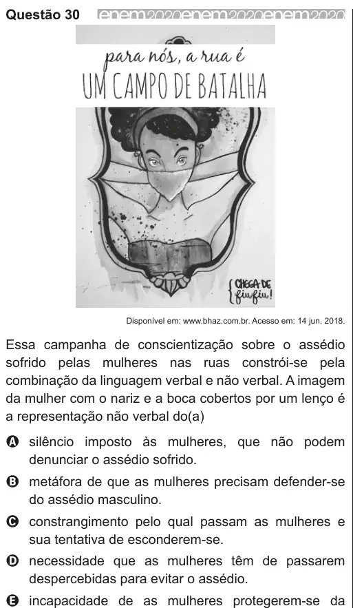 Imagem da questão 30 do ENEM 2020
