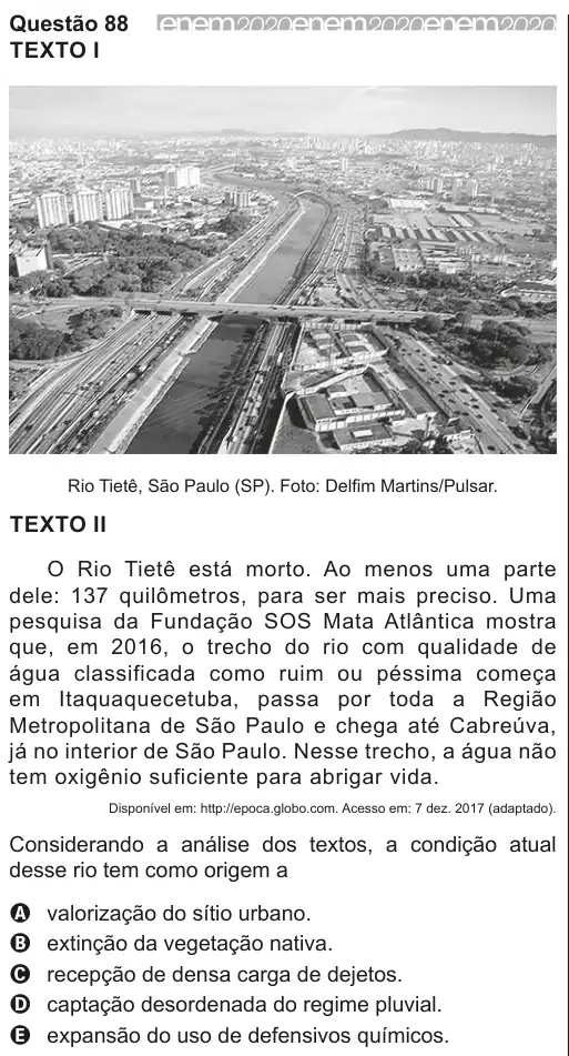 Imagem da questão 88 do ENEM 2020