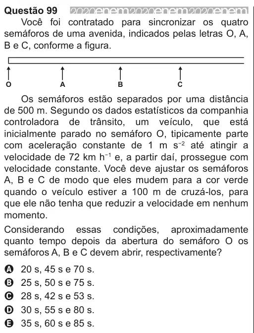 Imagem da questão 99 do ENEM 2020