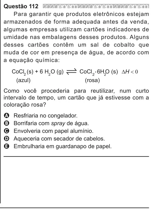 Imagem da questão 112 do ENEM 2020