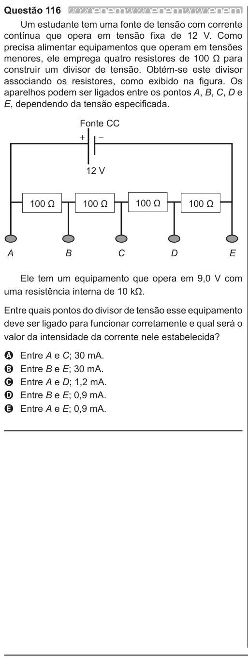 Imagem da questão 116 do ENEM 2020