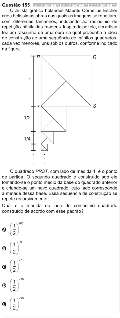 Imagem da questão 155 do ENEM 2020