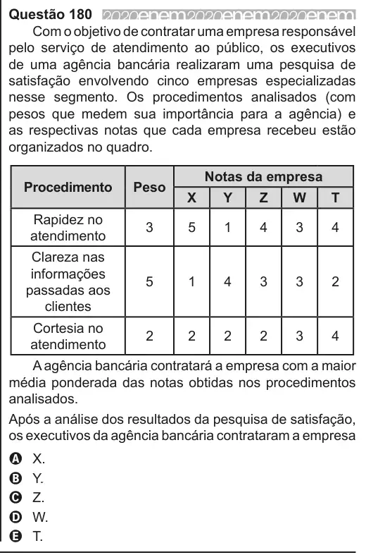Imagem da questão 180 do ENEM 2020