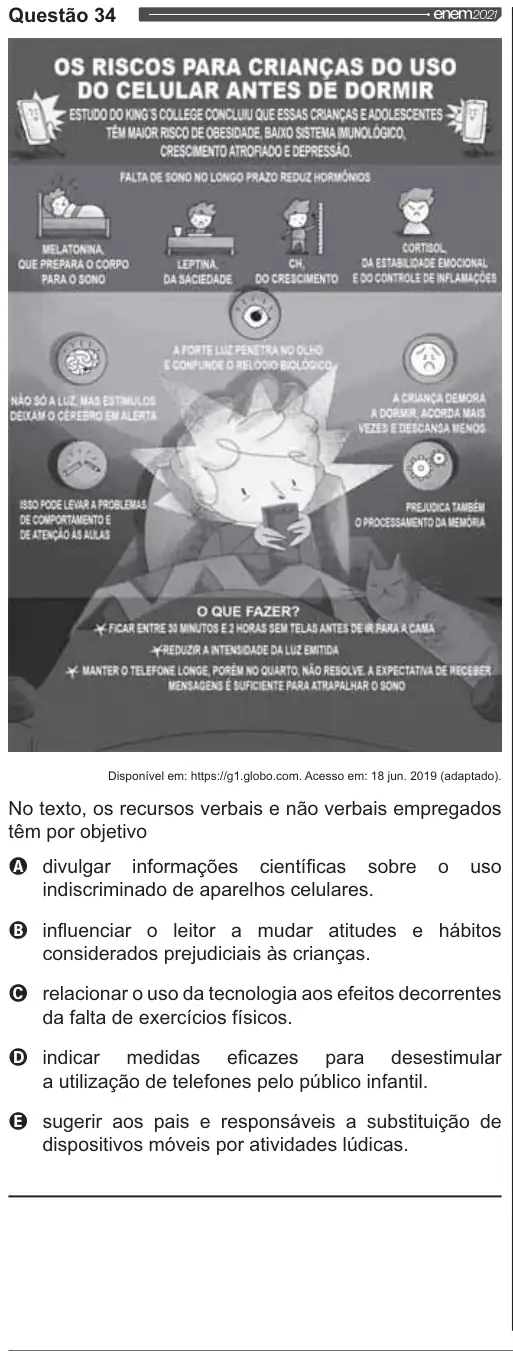 Imagem da questão 34 do ENEM 2021