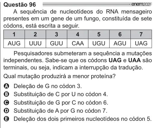 Imagem da questão 96 do ENEM 2021