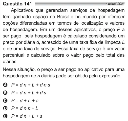 Imagem da questão 141 do ENEM 2021