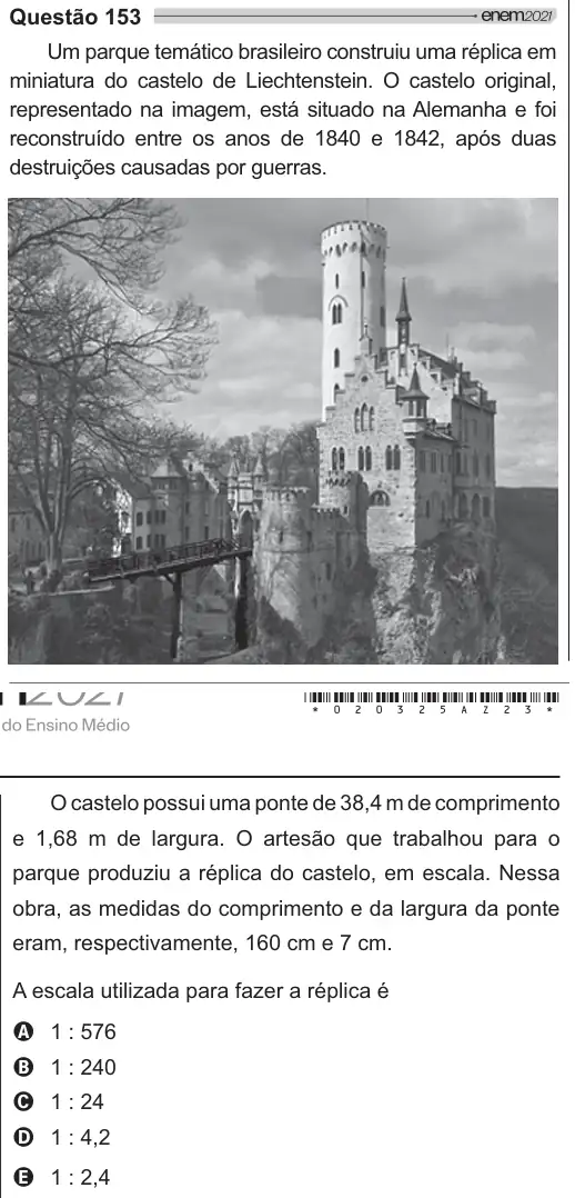 Imagem da questão 153 do ENEM 2021