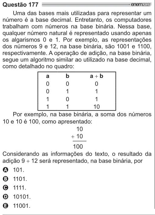 Imagem da questão 177 do ENEM 2021