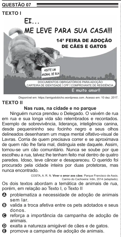Imagem da questão 7 do ENEM 2022