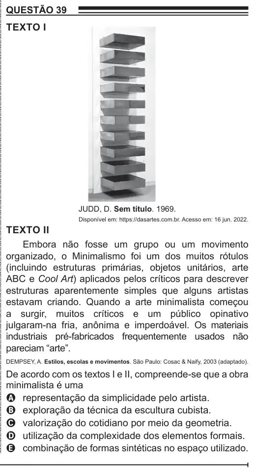 Imagem da questão 39 do ENEM 2022