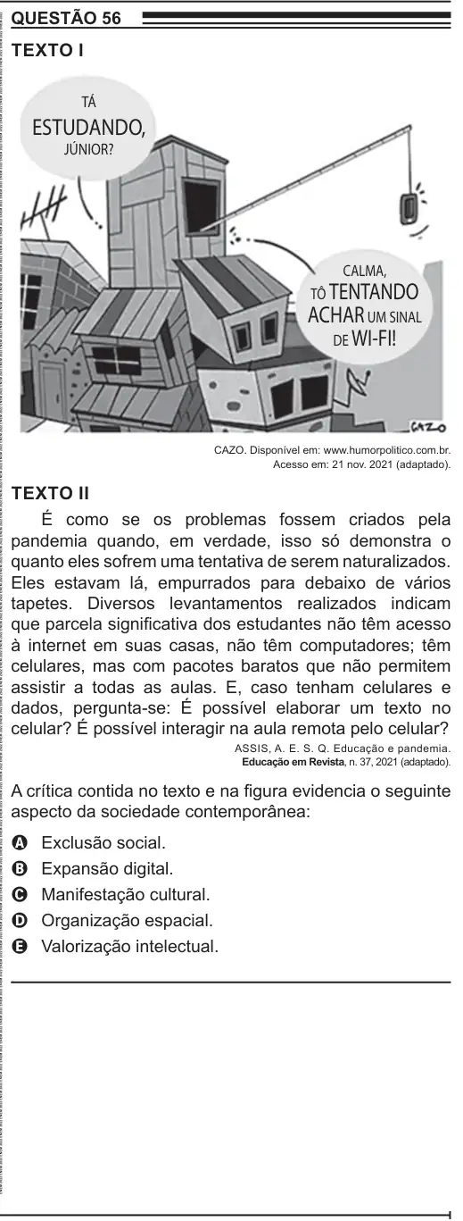 Imagem da questão 56 do ENEM 2022