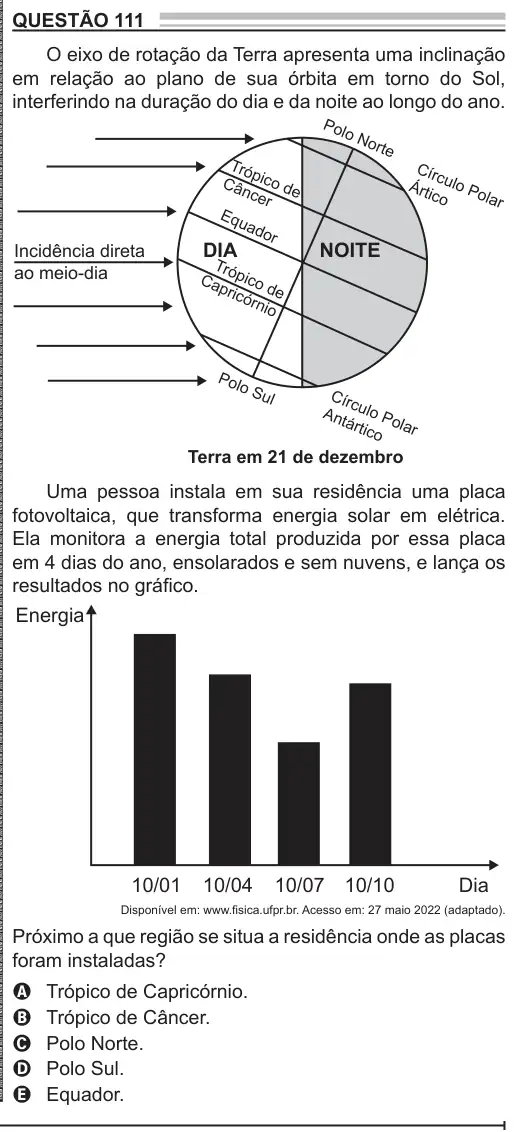 Imagem da questão 111 do ENEM 2022