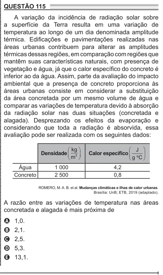 Imagem da questão 115 do ENEM 2022