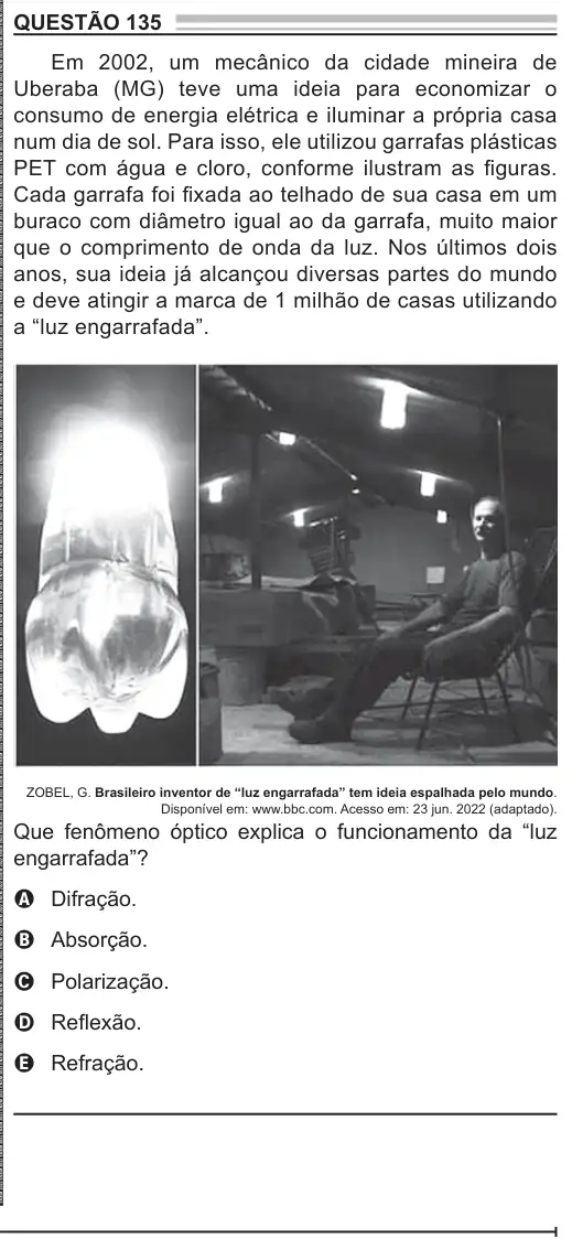 Imagem da questão 135 do ENEM 2022
