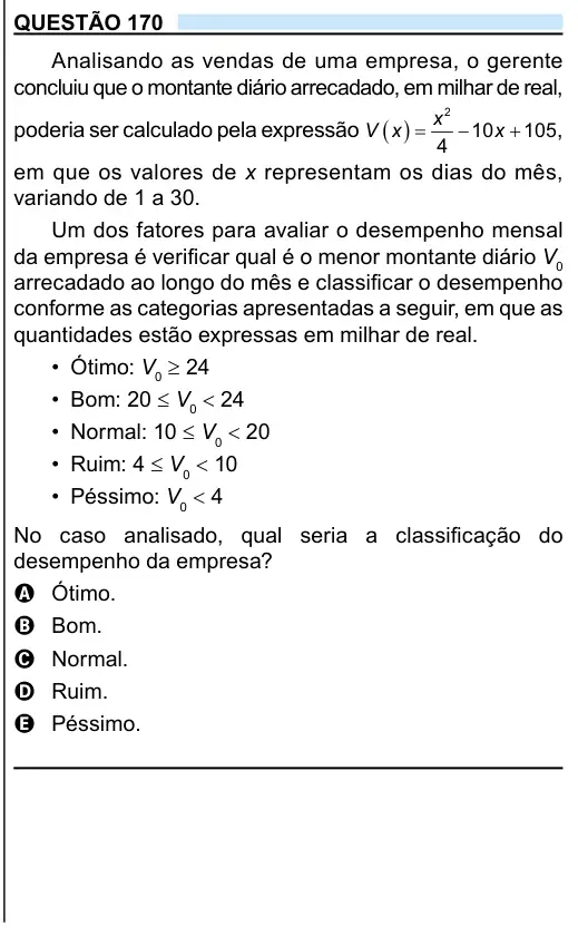 Imagem da questão 170 do ENEM 2023