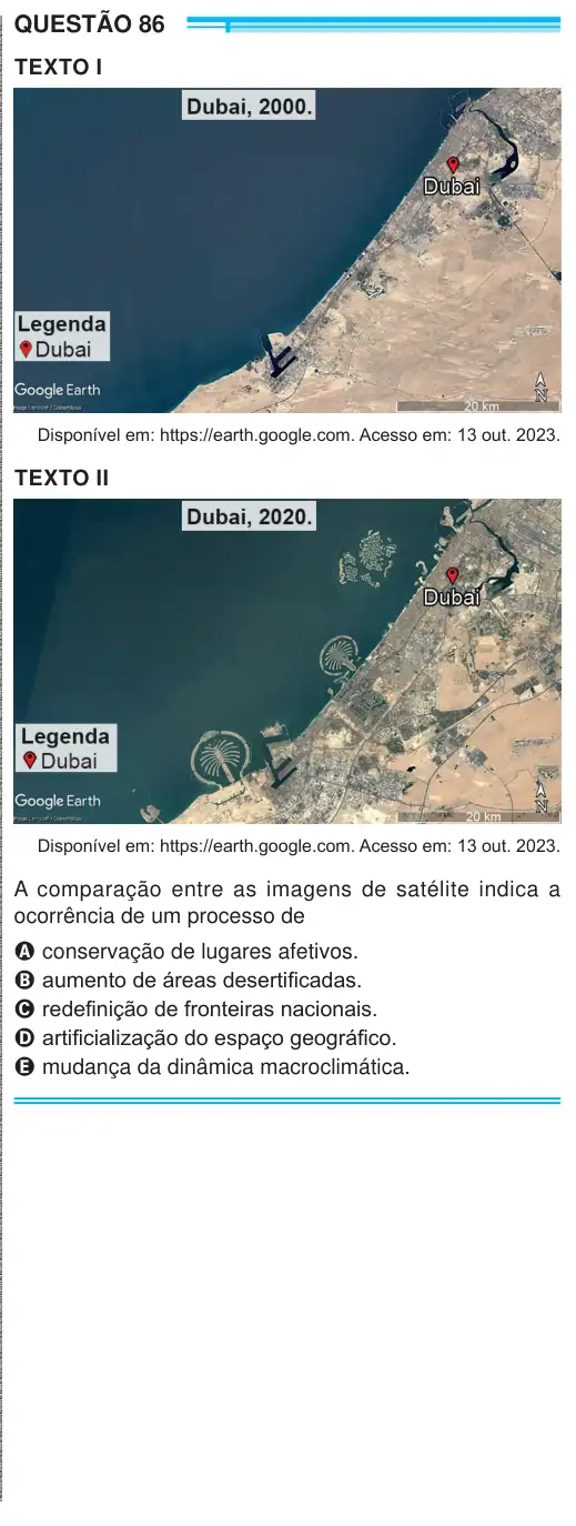 Imagem da questão 86 do ENEM 2024