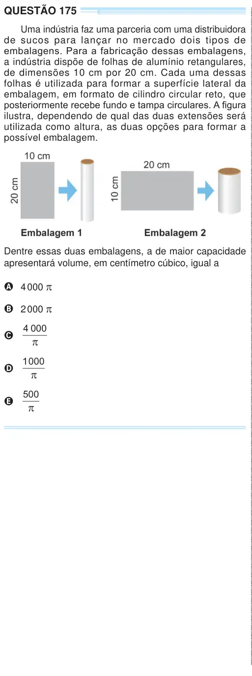 Imagem da questão 175 do ENEM 2024
